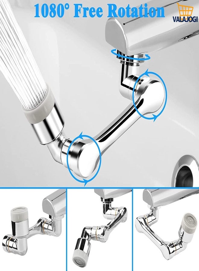 VALAJOGI Stainless Steel 1080°Swivel Faucet Aerator Rotatable Multi-Functional Extension Faucet Extender for Taps, Tap Extender for Kitchen Sink 2 Modes Splash, 3.54 inch - Image 4